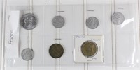 (7) Assorted France Coins