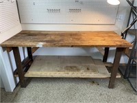 Wood & Metal workbench with lamp