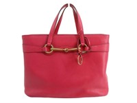 GUCCI Pink Horsebit Leather Tote Bag