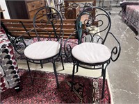 TWO HOLLOW IRON ICE CREAM STYLE CHAIRS