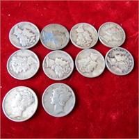 $1.00 Face value (10) 90% Silver US Coins. Dimes.