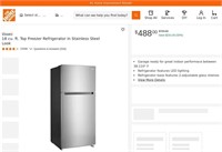 A927  Vissani 18 cu. ft. Top Freezer Refrigerator