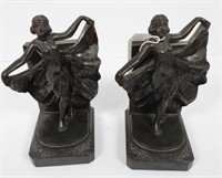 Pair of heavy bronze sculpted art nouveau style