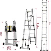 Folding Telescopic Ladder, 2.5m+2.5m Extension