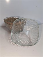 $15 Lot of 3 beautiful Glass Square Bowls