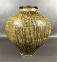 Large Antique Chinese Stoneware Glazed Urn