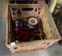 MILK CRATE AND CONTENTS