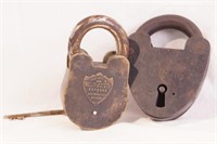 Two Antique American Strongbox locks - Wells Fargo