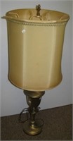 Vintage brass electric lamp with shade. Measures