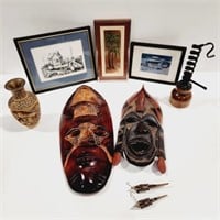 Tribal Masks, Wall Art, Vase