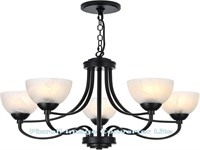 MELUCEE 5-Light Chandelier, Alabaster Shade for Di