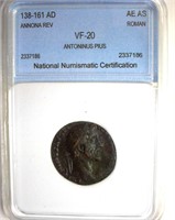 138-161 AD Antoninus Pius NNC VF20 AE AS