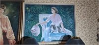 oil on canvas by Larry Adams woman with dog 42"