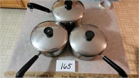 Three Revere Pans with Lids