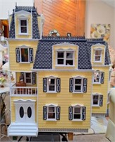 Large Victorian Doll House Lighted & Furnished