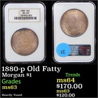 1880-p Old Fatty Morgan $1 Graded ms63