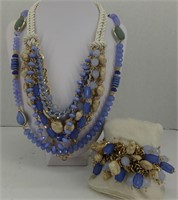 2 Chico's Blue and Gold Necklaces & 2 Bracelets