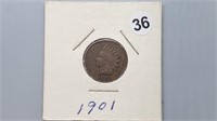1901 Indian Head Cent rd1036