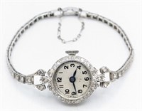Women's Belvil Platinum & Diamond Wristwatch
