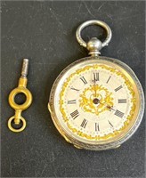 SWISS KEY WIND SILVER POCKET WATCH