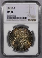 1891-S Morgan Silver Dollar NGC MS62 Toner!
