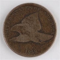 1858 US FLYING EAGLE ONE CENT COIN