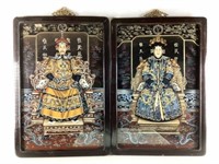 Vintage Reverse Painted Emperor & Empress