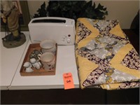 Lot 202  Quilt, Toaster, Plant.
