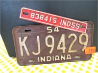 1954 IN License Plate w/1955 Tab
