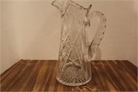 American Brilliant Cut Glass Pitcher 11" Tall