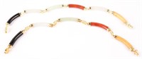 PAIR OF 14K GOLD JADE AND ONYX BRACELETS