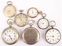 LOT OF 7 ANTIQUE POCKETWATCHES FOR PARTS OR REPAIR