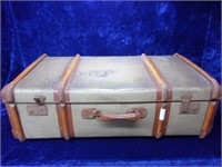 Vintage Lg Suitcase with Wooden Bands