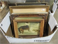 BOX: VINTAGE AND OTHER FRAMED PRINTS & PICTURES