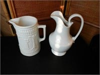 Two White Pottery / Ceramic Pitchers