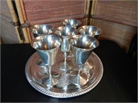 Silverplate Tray and Stemware Cups 2