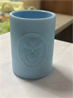 Blue Fenton glass with owl