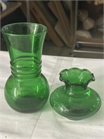Two piece green glassware