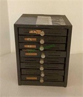 Vintage metal small 8 drawer prescription