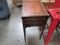 Vintage Leather Top Two Drawer Side Table