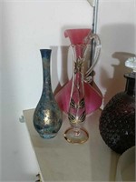 Bronze Type Vase & Gold Trimmed Vintage Vase