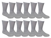 6 Pairs Men's Cotton Crew Socks, 10-13, Gray