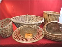 Five Vintage Wicker Baskets