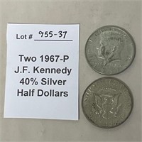Two 1967-P 40% Silver Half Dollars