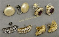 4 Sterling Silver Earring Sets Gold Plated Over