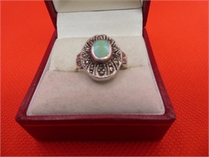 Marked 925 Turquoise & Marcasite Ring Size 9