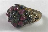 14k Gold Ruby Sapphire Princess Ring