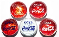 ASSORTED COCA-COLA ADVERTISING FRIT PAPERWEIGHTS,