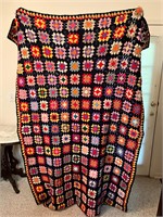 Large Crochet Afghan Throw Blanket Dark Background