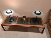 Coffee table & lamps. Basement billiard